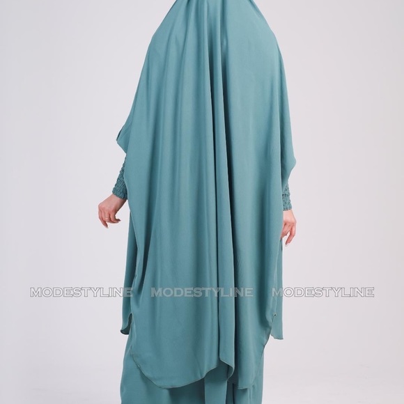 3 pc Jilbab set Turquoise Abaya set, Jilbab skirt and khimar with niqab Islamic - Picture 5 of 8